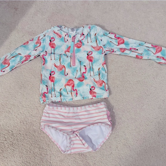 Ruffle Butts Flamingo Bathing Suit 3T - Picture 2 of 5